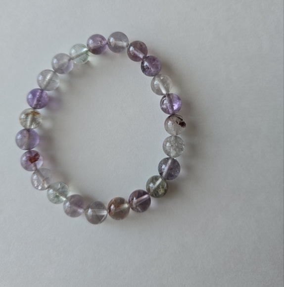 8mm Super Seven Natural Purple Phantom Ghost Quartz - Picture 6 of 10